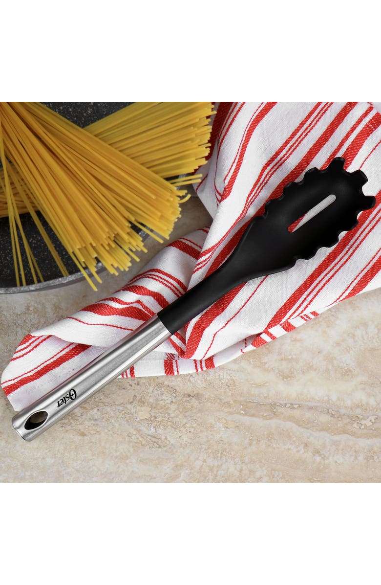 OSTER Baldwyn Nylon Pasta Server Kitchen Utensil with Stainless Steel Handle, Alternate, color, Black