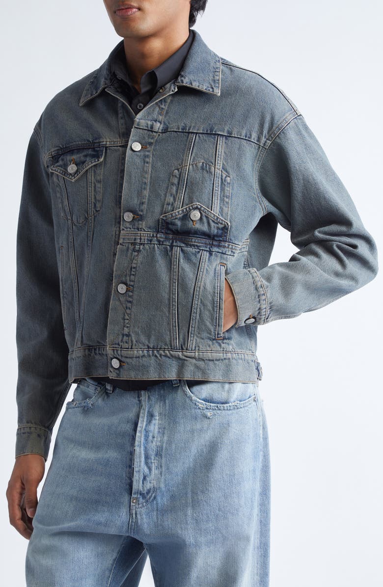 MM6 Maison Margiela Denim Trucker Jacket, Alternate, color, Light Grey