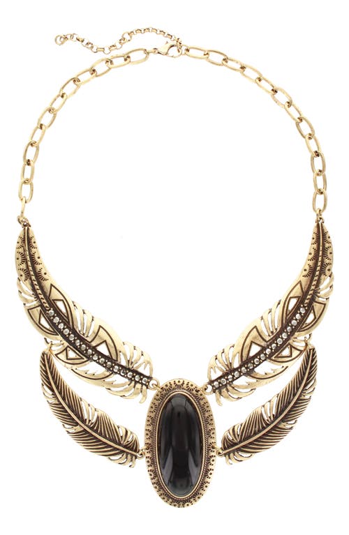 Olivia Welles Feather Bib Necklace In Gold