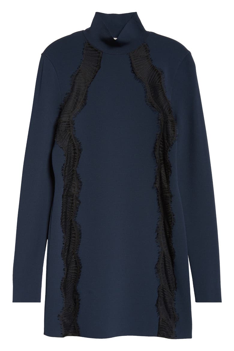 Lace Detail Cutout Long Sleeve Knit Dress, Alternate, color, NAVY