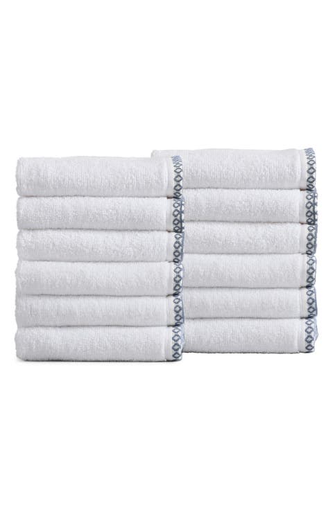 Border Stitch 12-Pack Cotton Hand Towels