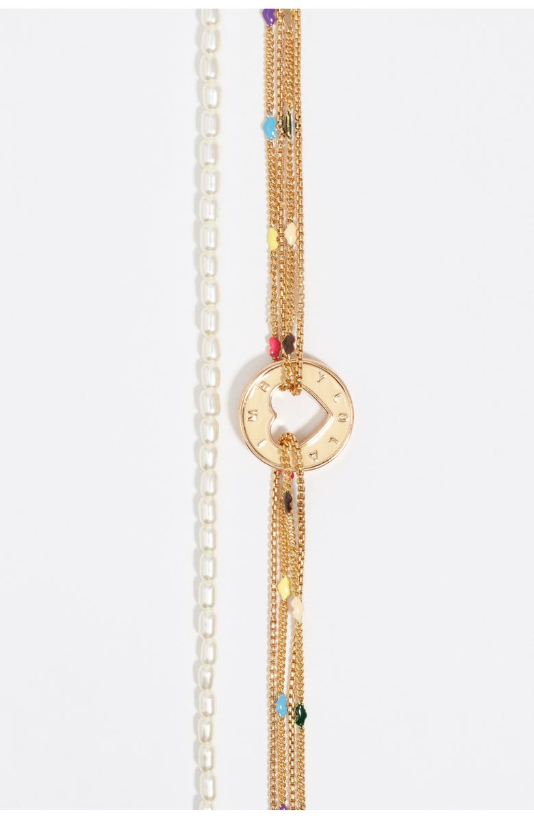 Bimba y Lola Multi-Chain Necklace With Logo, Alternate, color, 