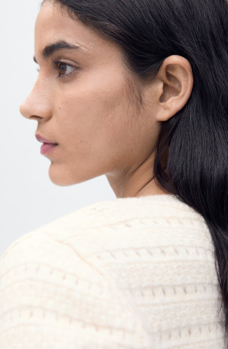 MANGO Open Stitch Cardigan, Alternate, color, Ecru