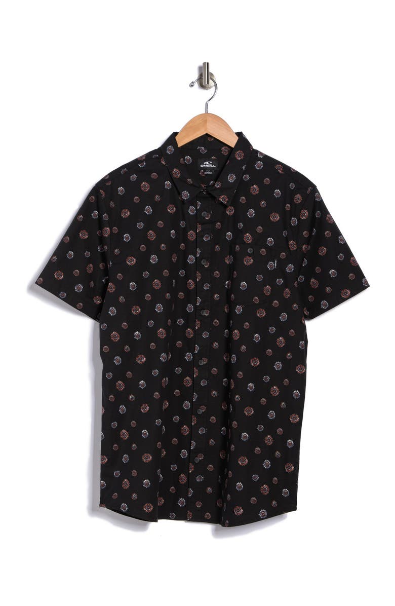 O'Neill Tame Modern Fit Leaf Print Short Sleeve Button-Up Shirt, Alternate, color,