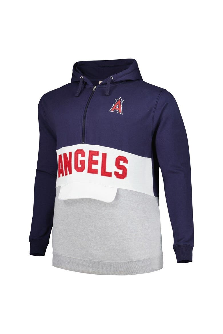 Men's Navy/White Los Angeles Angels Big & Tall Fleece Half-Zip Hoodie, Alternate, color, Navy