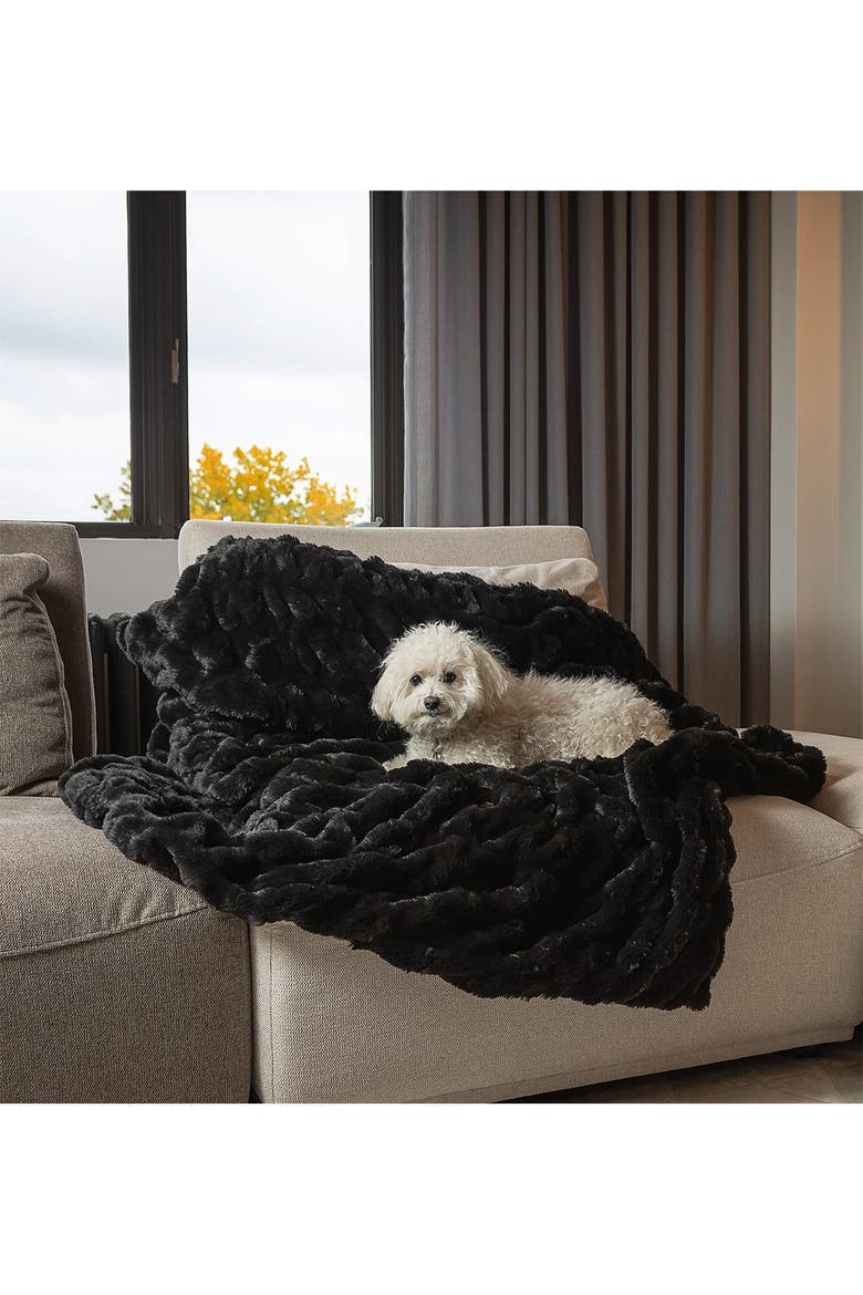Faux Fur Throw - 50" x 60" - Black, Alternate, color, BLACK