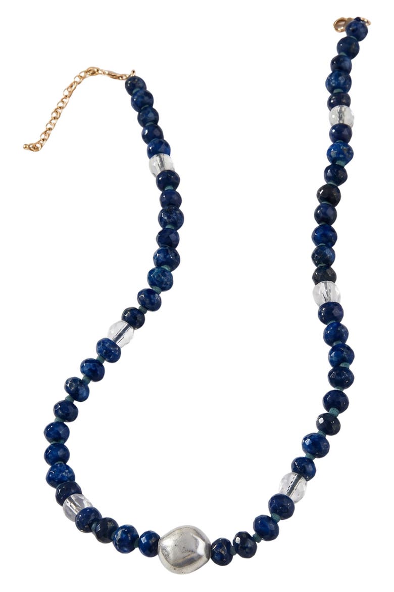 Beaded Harvest Necklace, Main, color, NAVY
