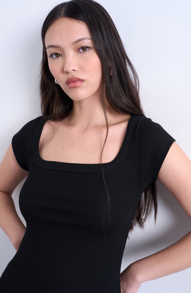 Topshop Square Neck Stretch Cotton Rib T-Shirt, Alternate, color, 