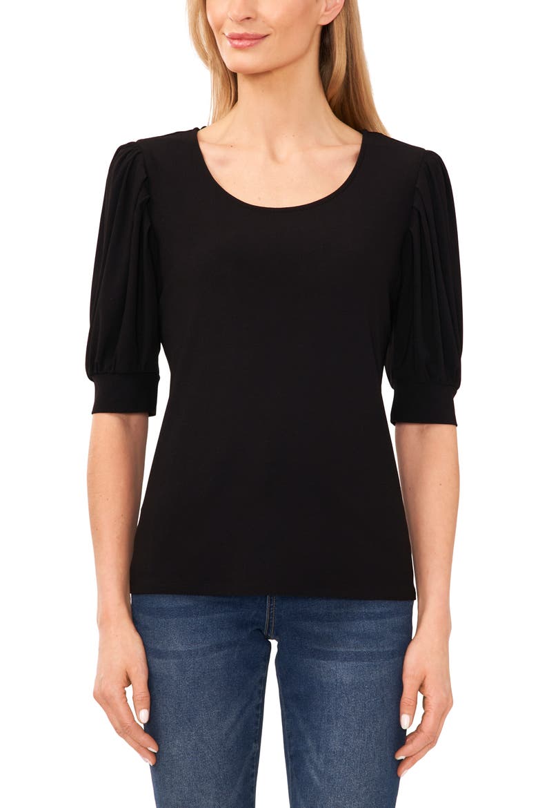 Puff Sleeve Sweater, Alternate, color, RICH BLACK