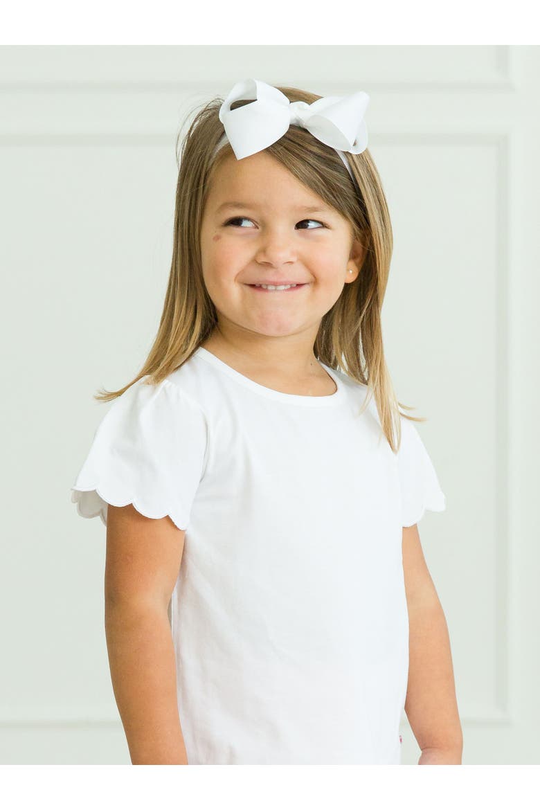 Girls Short Sleeve Scallop Tee, Alternate, color, White