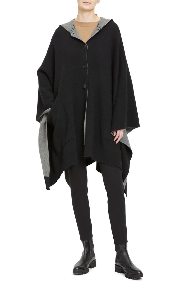 Theory Hooded Wool & Cashmere Poncho, Main, color, 