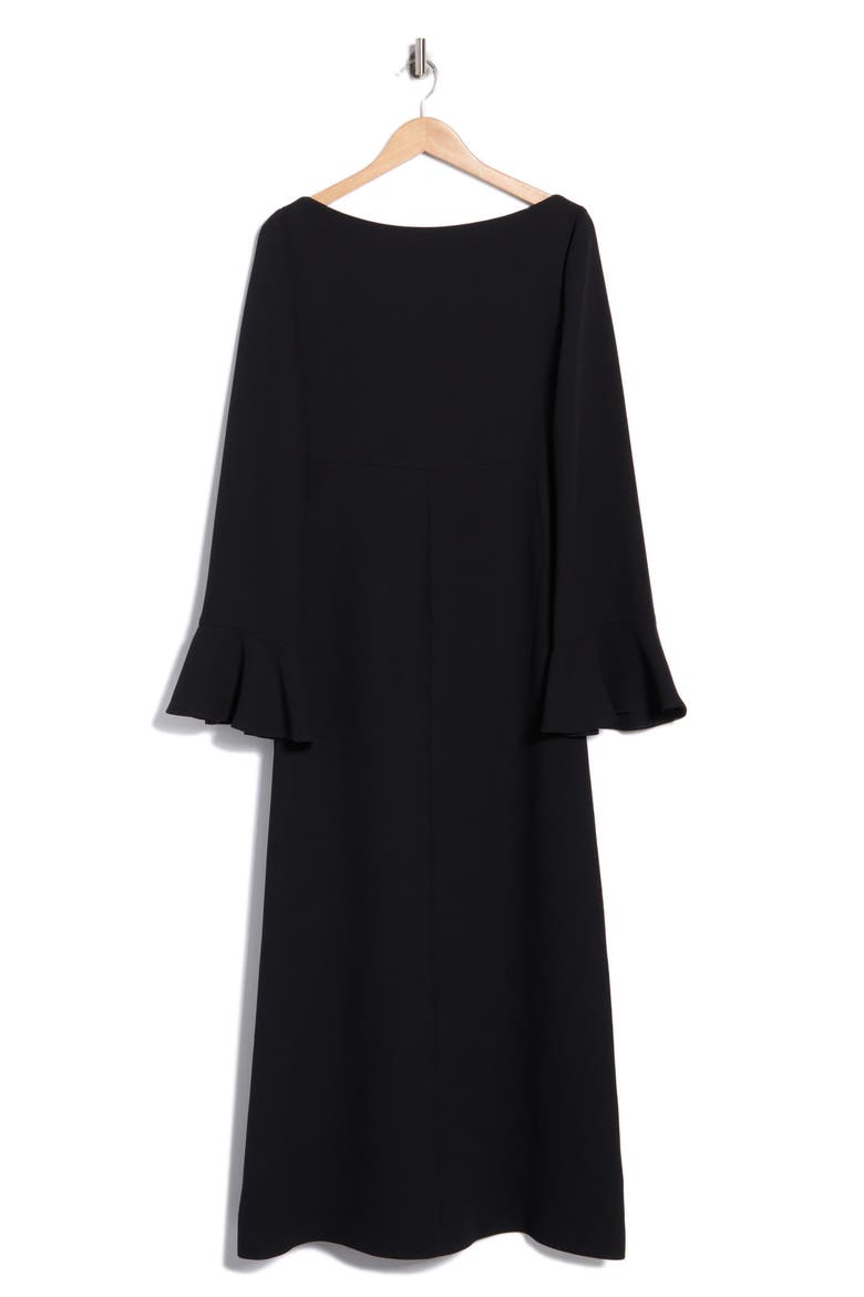 Twist Front Bell Cuff Dress, Alternate, color, BLACK