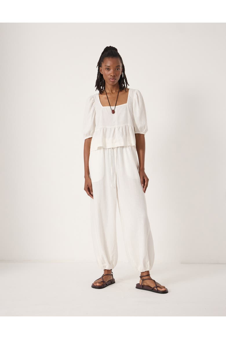 Tove Linen Balloon Beach Pants, Alternate, color, Pearl White