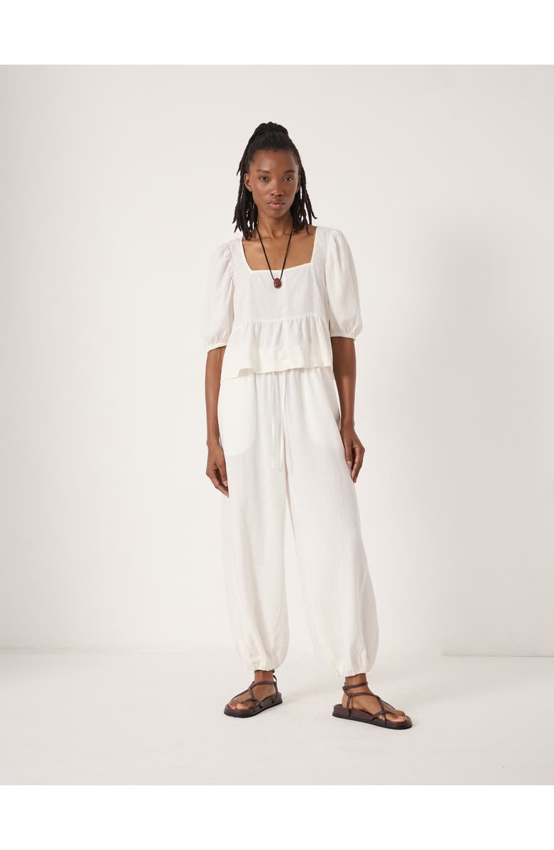 Hush Tove Linen Balloon Beach Pants, Alternate, color, Pearl White
