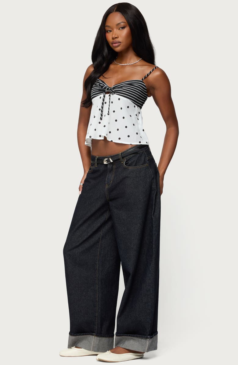 EDIKTED Tilly Mixed Print Top, Alternate, color, Black-And-White