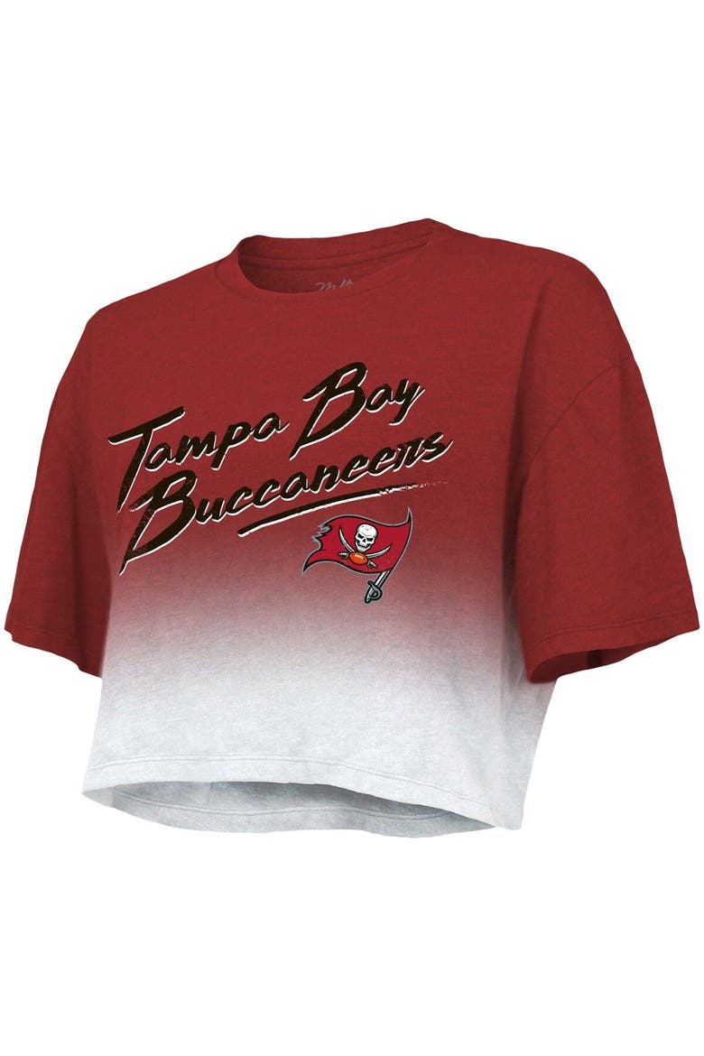 Women's Majestic Threads Tom Brady Red/White Tampa Bay Buccaneers Drip-Dye Player Name & Number Tri-Blend Crop T-Shirt, Alternate, color, Red
