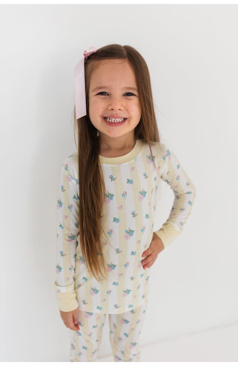 In My Jammers Harper Two Piece Sleepwear Set, Alternate, color, Floral On Yellow Stripes