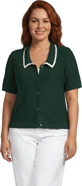 Lands' End Plus Size Drifter Scallop Collar Sweater