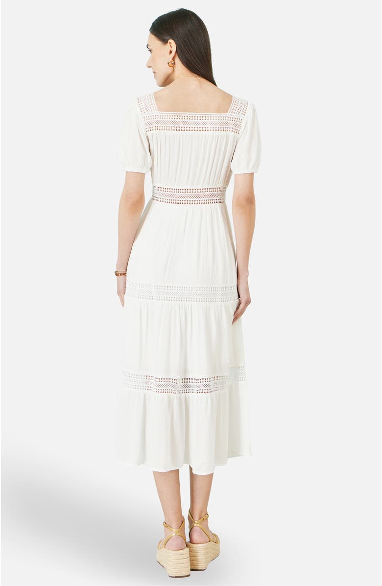 Yumi Cotton Square Neckline Lace Midi Dress, Alternate, color, White