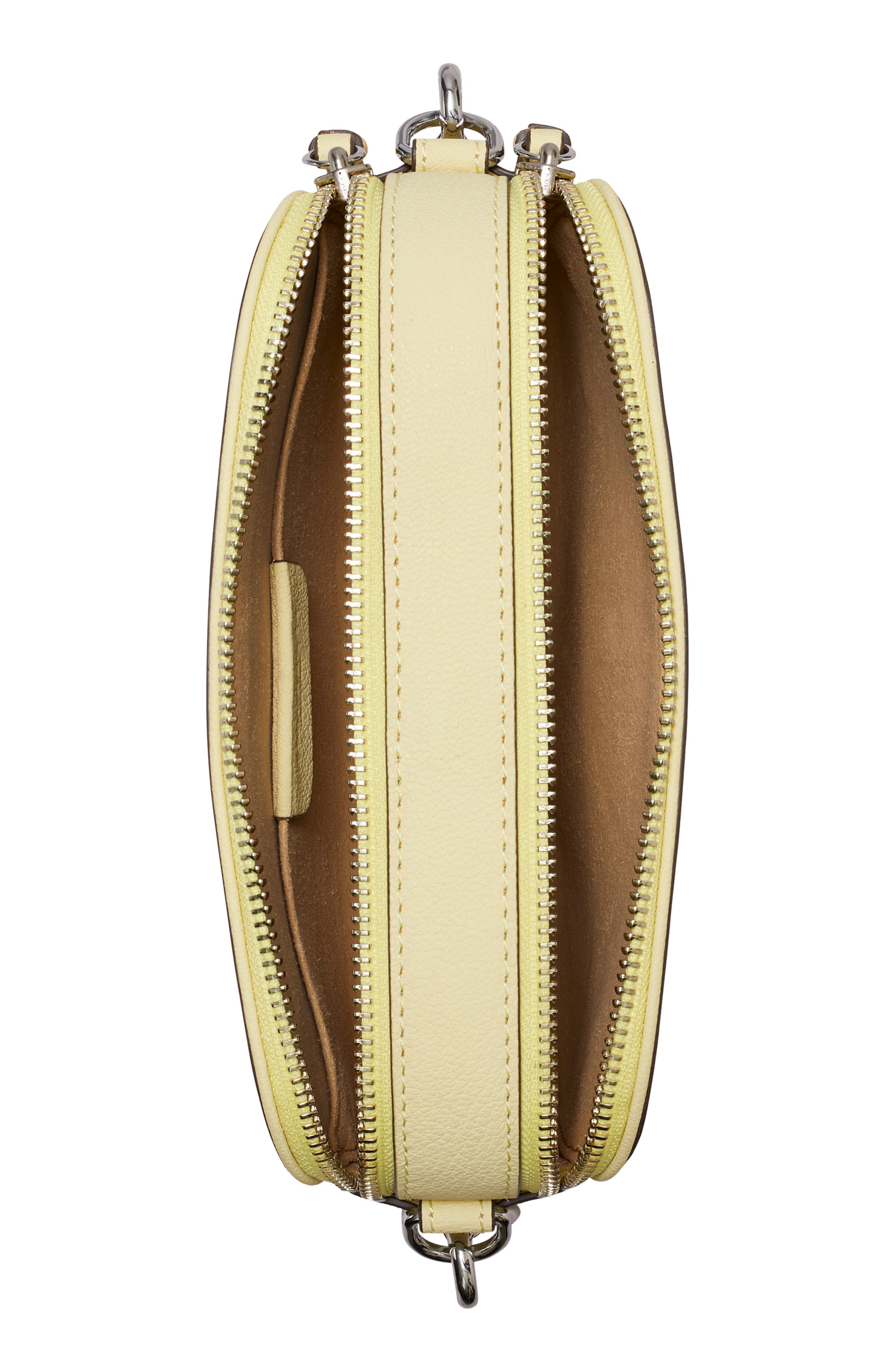 Tory Burch Miller Matte Mini Leather Crossbody Bag, Alternate, color, Lemon Zest