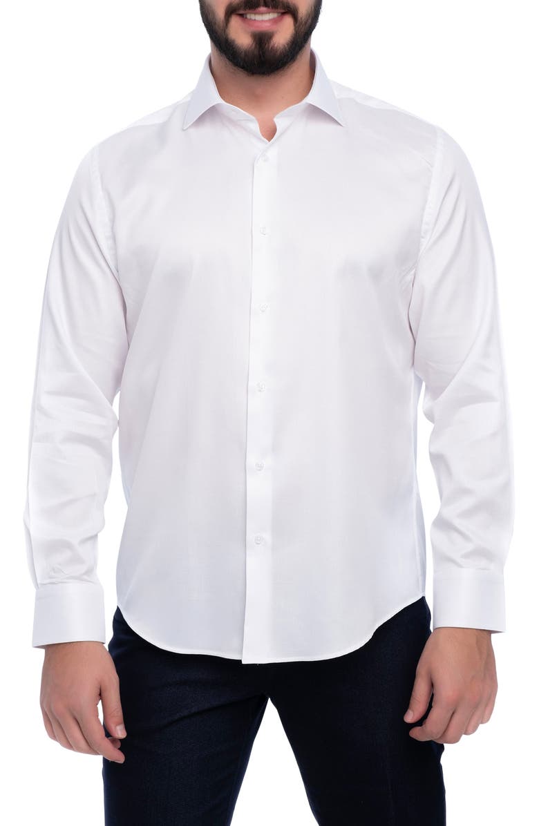 VELLAPAIS Berwick Slim Fit Cotton Dress Shirt, Main, color, White