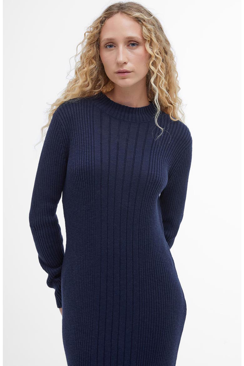 Ingrid Long Sleeve Cotton Rib Sweater Dress, Alternate, color, NAVY