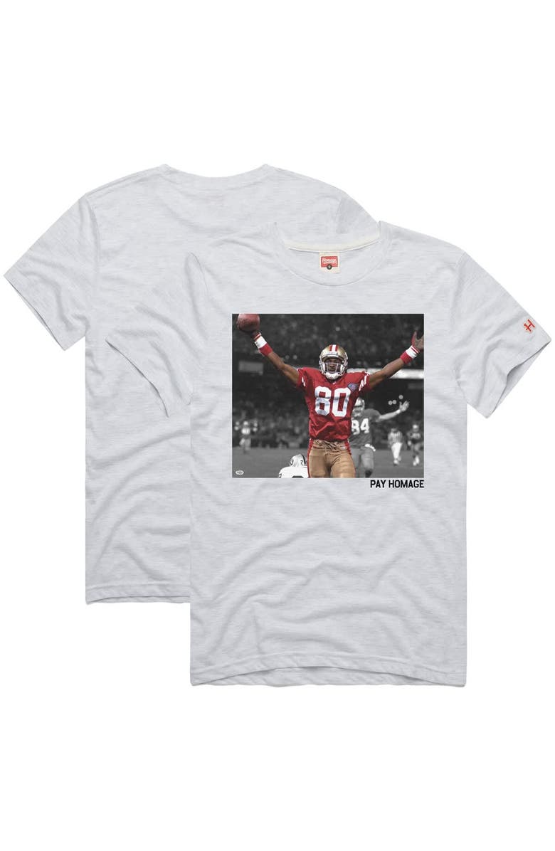 Homage Unisex Homage Jerry Rice Ash San Francisco 49ers Pay Homage Tri-Blend T-Shirt, Main, color, Ash