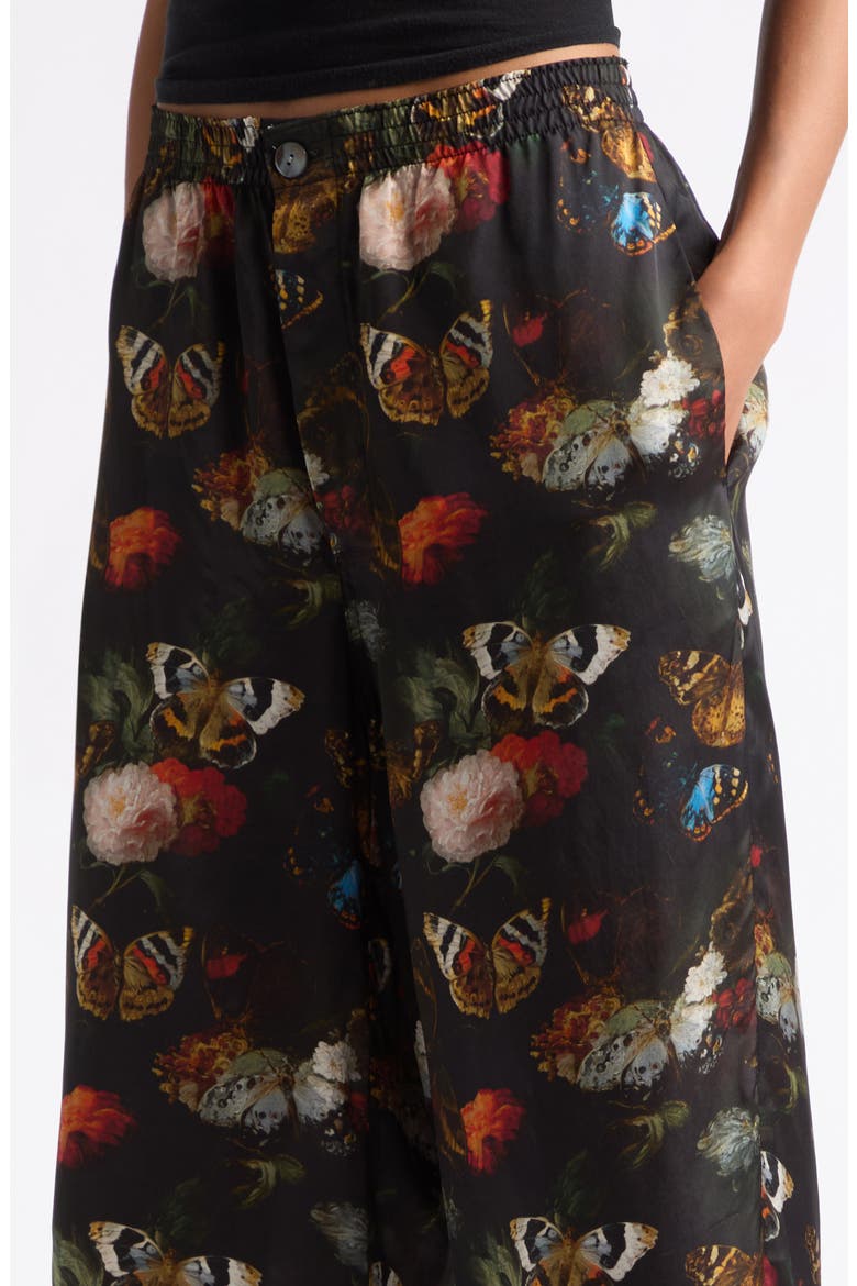 Darcy High Waist Flare Pajama Pants, Alternate, color, BLACK RED FLORAL BUTTERFLY