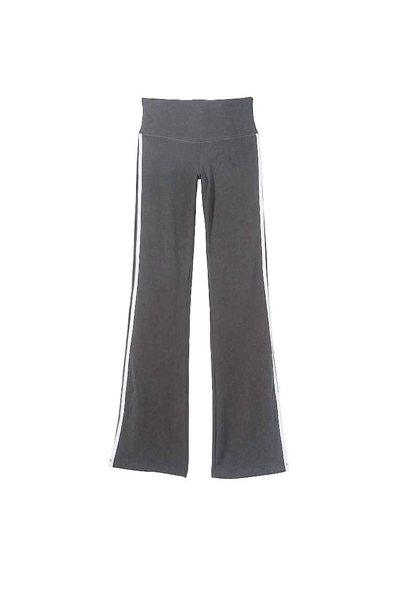 Ella Organic Cotton High-Rise Flare Stripe Leggings, Main, color, Dark Heather Grey