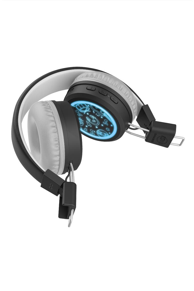 KidJamz Share Wireless Headphones for Kids w/ Multipoint Connectivity and LED Lights, Alternate, color, Black/White