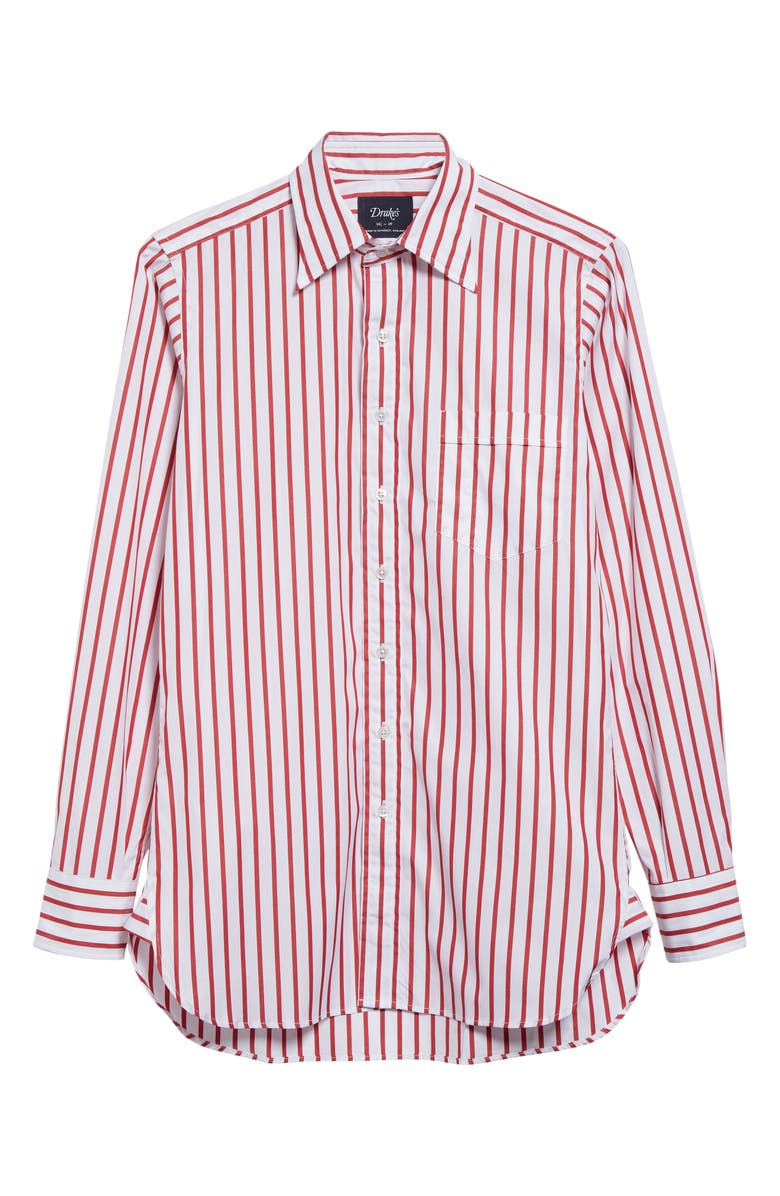 Drake's Stripe Cotton Poplin Button-Up Shirt, Alternate, color, 