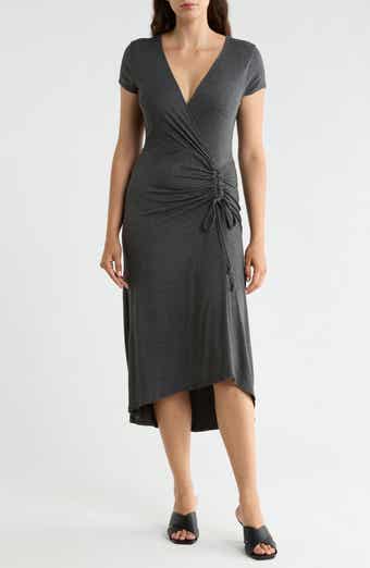 Ruched Wrap Midi Dress