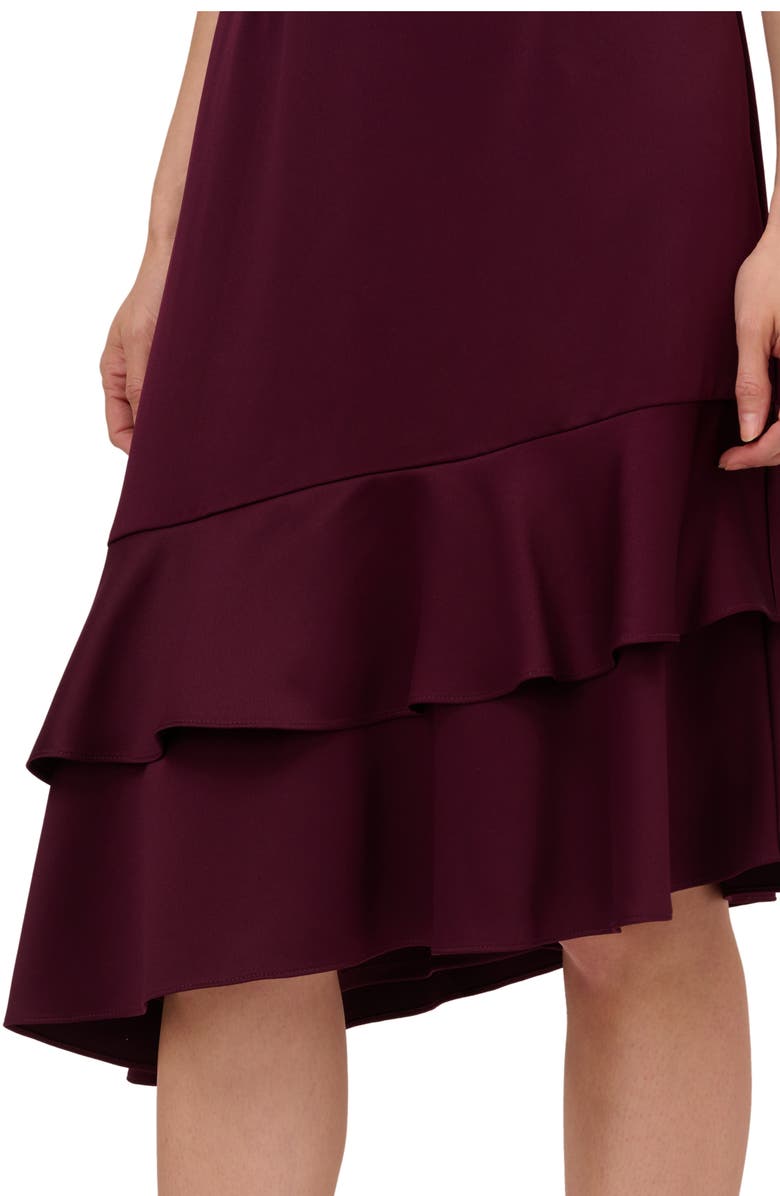 Adrianna Papell Ruffle Sleeveless Satin Crepe Dress, Alternate, color,