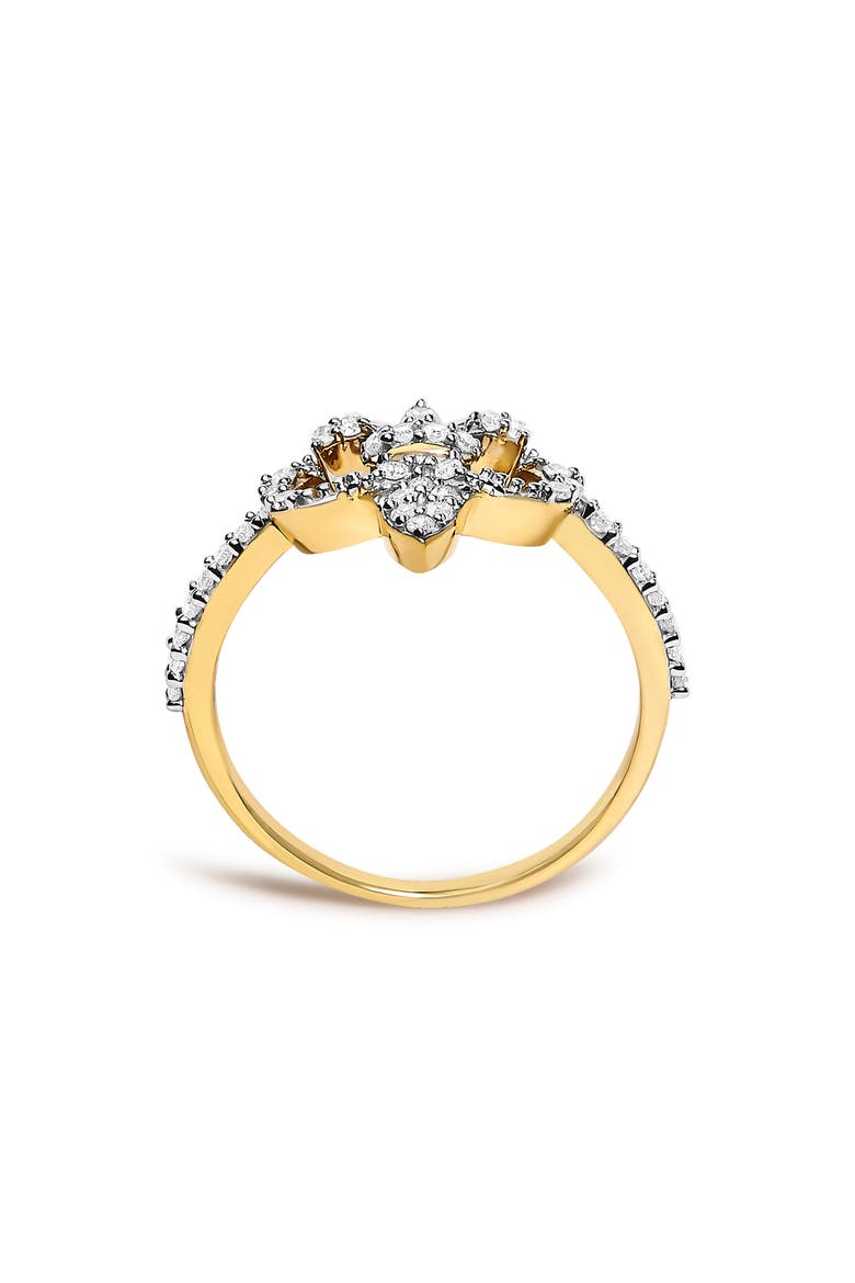 14K Yellow Gold Plated .925 Sterling Silver 1/4 Cttw Diamond Fleur-de-Lis Ring, Alternate, color, Yellow Gold over Silver