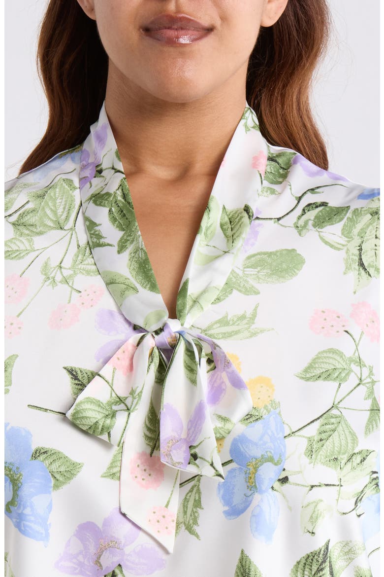 Sleeveless Matte Satin Top, Alternate, color, LILY WHITE MULTI