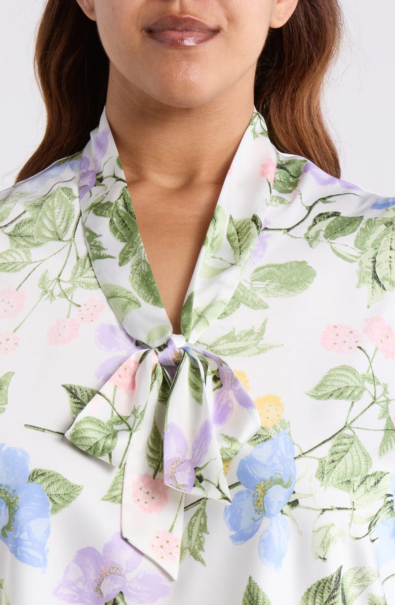 KASPER Sleeveless Matte Satin Top, Alternate, color, Lily White Multi