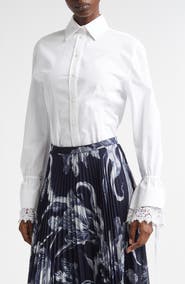 Erdem Tie Cuff Cotton Button-Up Shirt