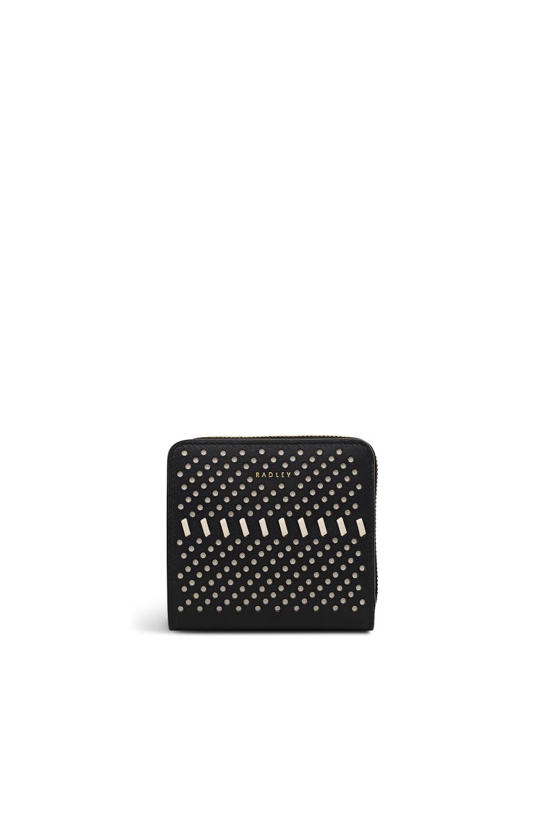 The Roxburgh - Perforated Medium Zip Around Wallet, Main, color, Black