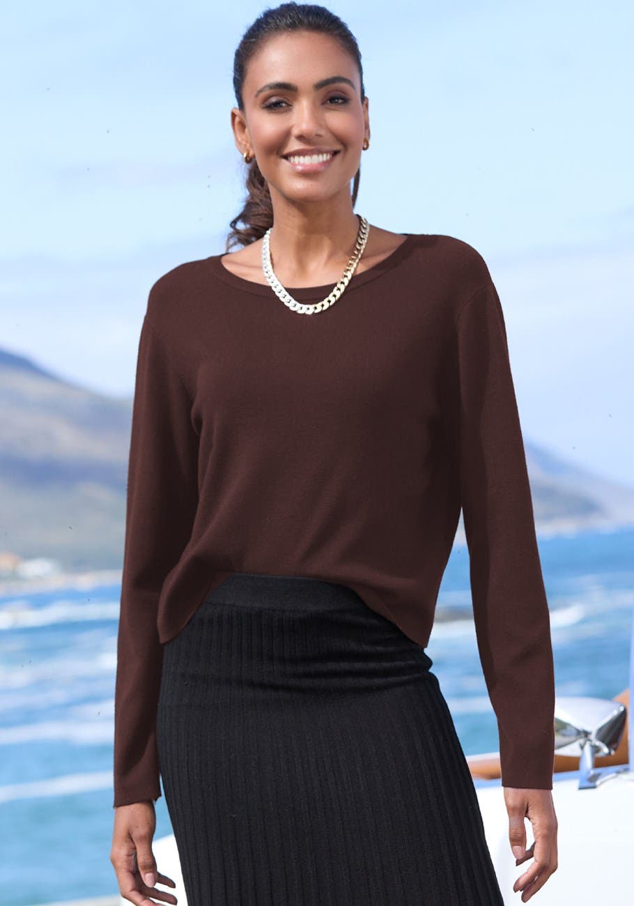 LASCANA Fine Knit Basic Sweater (Women) | Nordstrom
