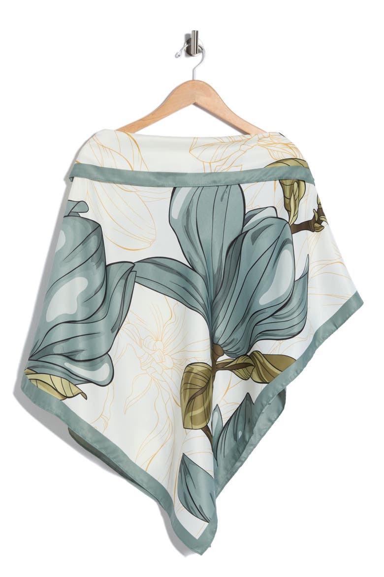 Abstract Print Satin Poncho, Alternate, color, GREEN