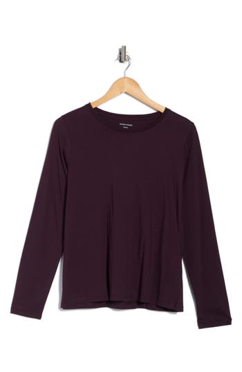 Eileen Fisher Organic Cotton Long Sleeve T-shirt In Purple