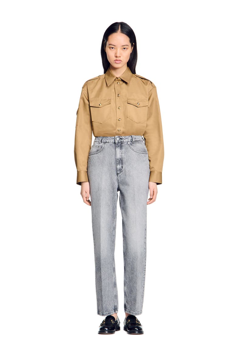 Low-waisted straight-leg jeans, Alternate, color, Grey