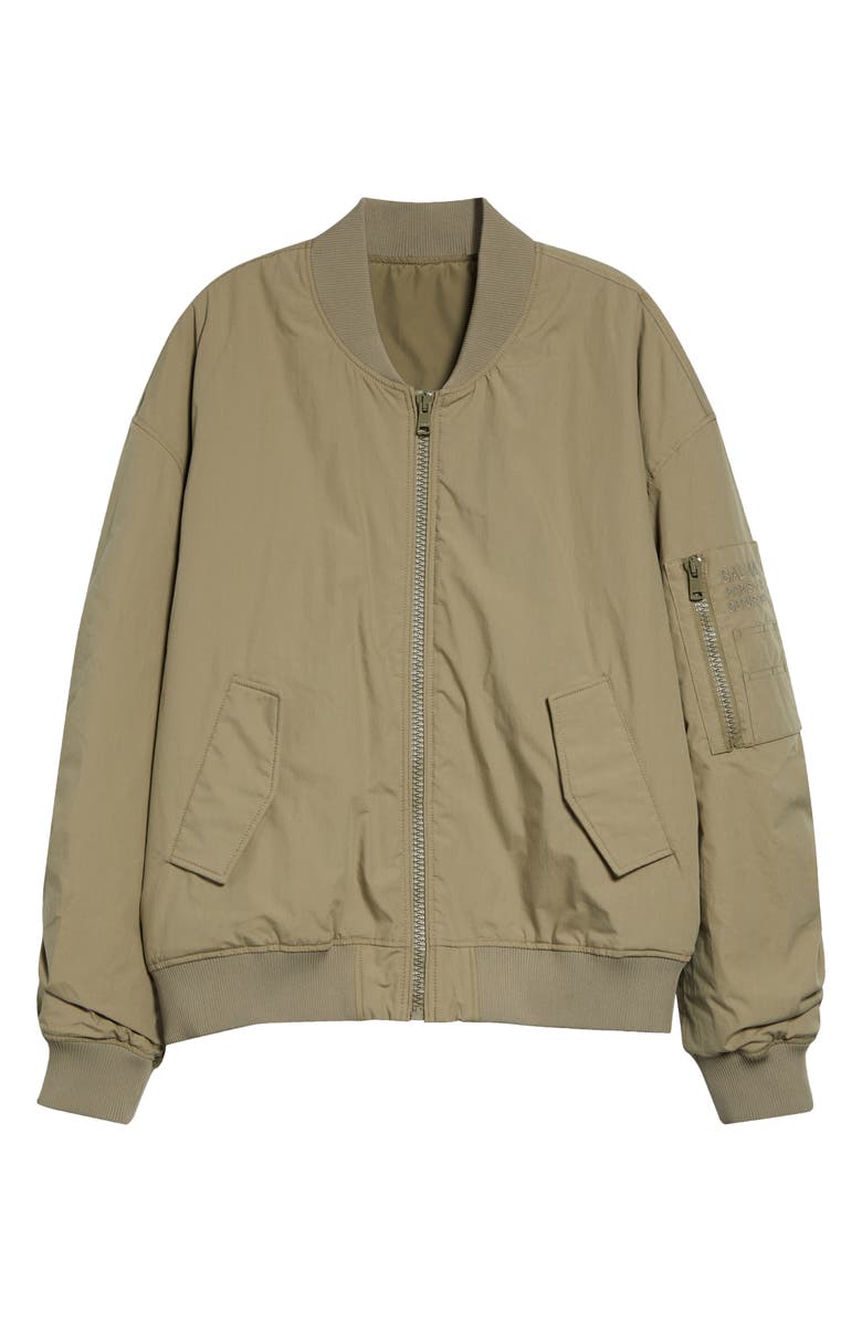 Balmain Embroidered Pocket Cotton Bomber Jacket, Main, color, 7Gs Pale Green