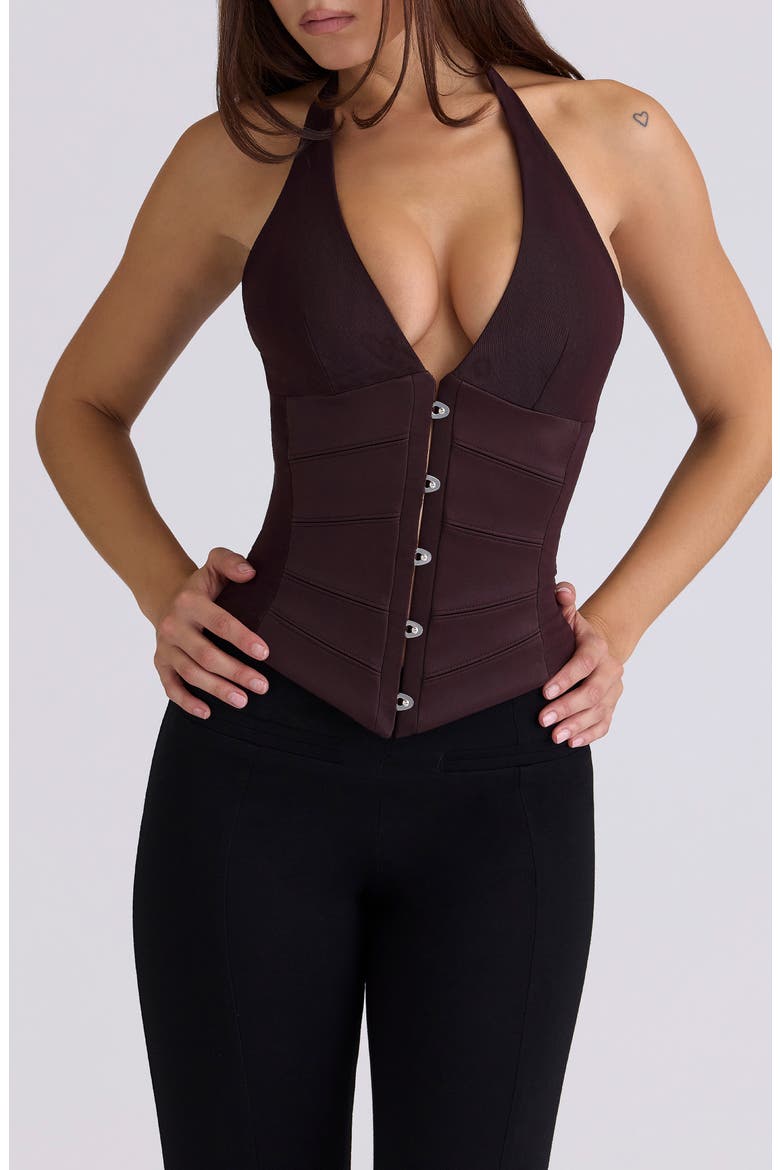 Lia Dark Cherry Corset Top, Main, color, DARK CHERRY