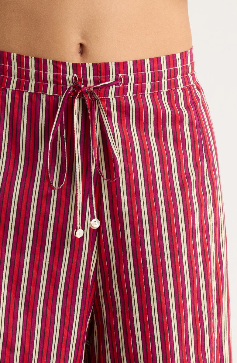 Chan Luu Oversize Shirt & Pants Cotton Pajamas, Alternate, color, Red Stripe