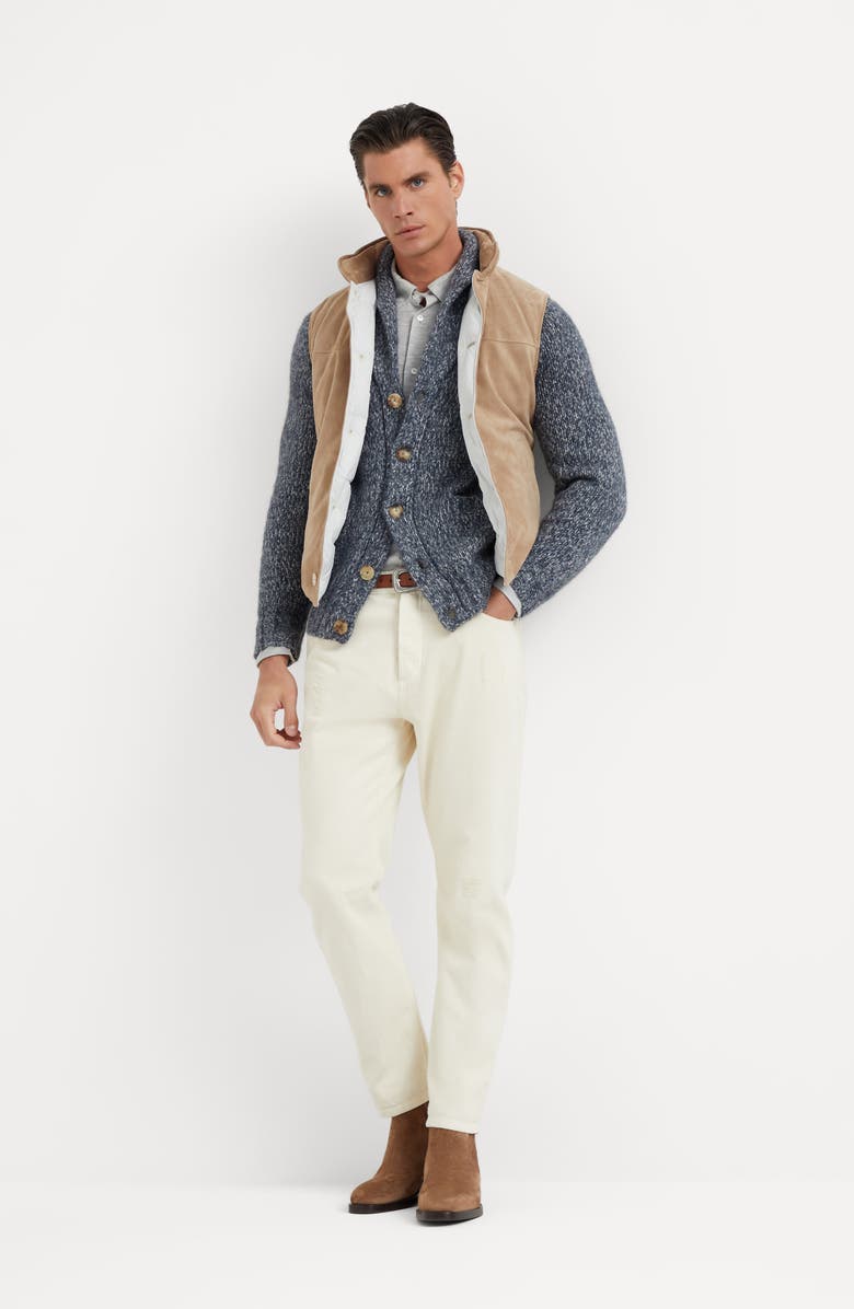 Brunello Cucinelli Suede down vest, Alternate, color, 