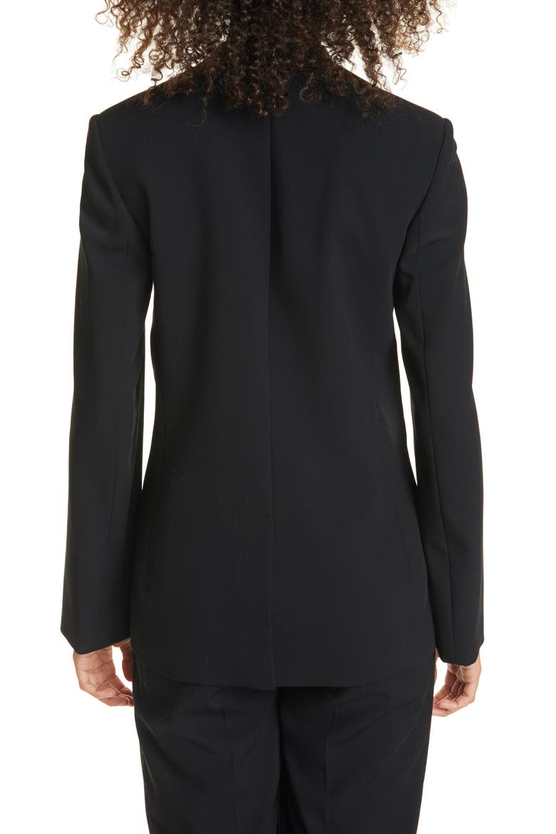 Collarless Wool Blend Blazer, Alternate, color, BLACK