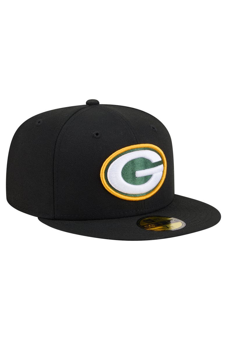 Men's New Era Black Green Bay Packers 59FIFTY Fitted Hat, Alternate, color, Black