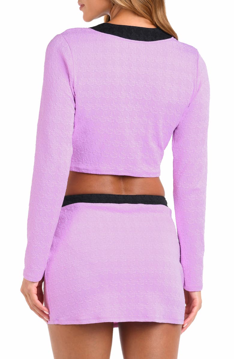 L'AGENCE Adaline Colorblock Crop Rashguard, Alternate, color, Light Violet