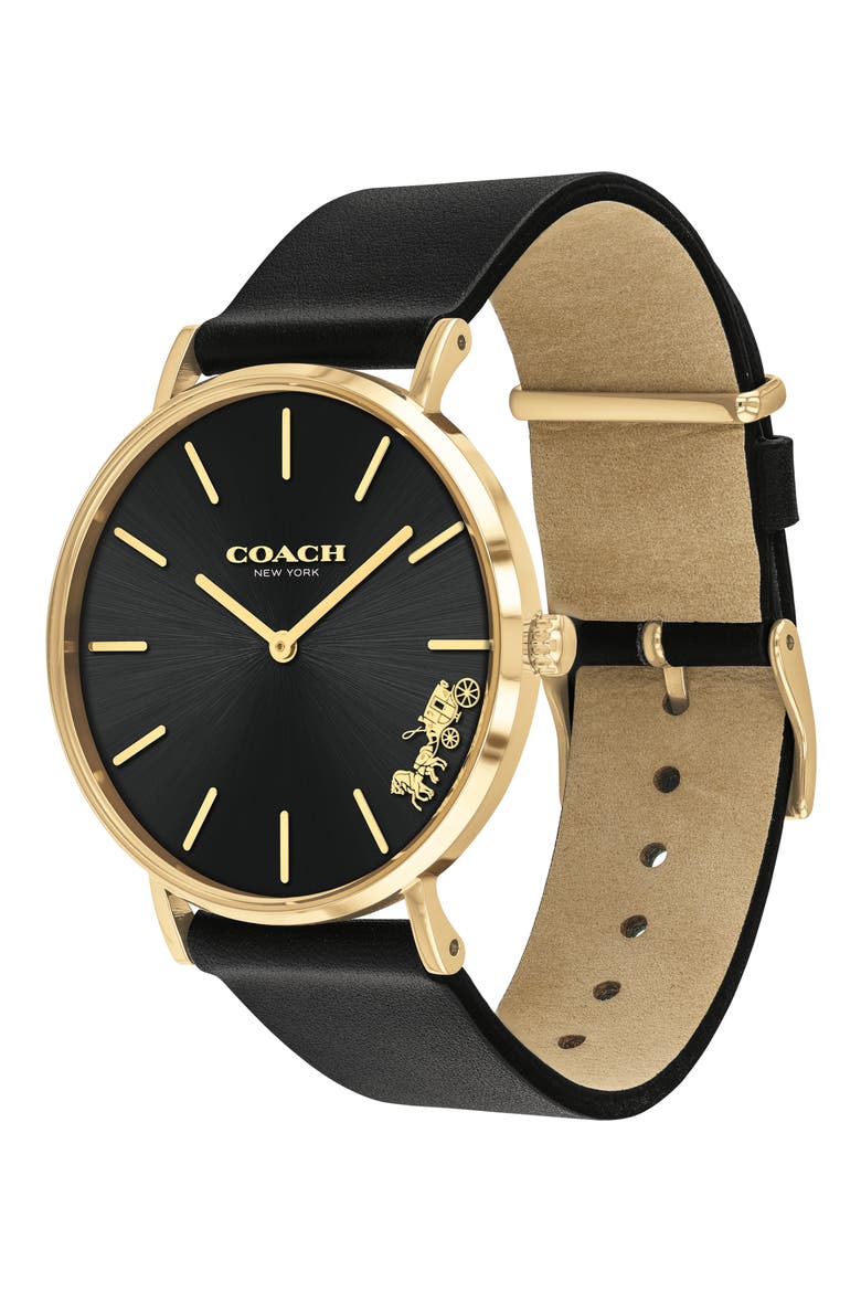 Perry Leather Strap Watch, 36mm, Alternate, color, BLACK